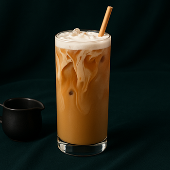 Iced latte served over ice